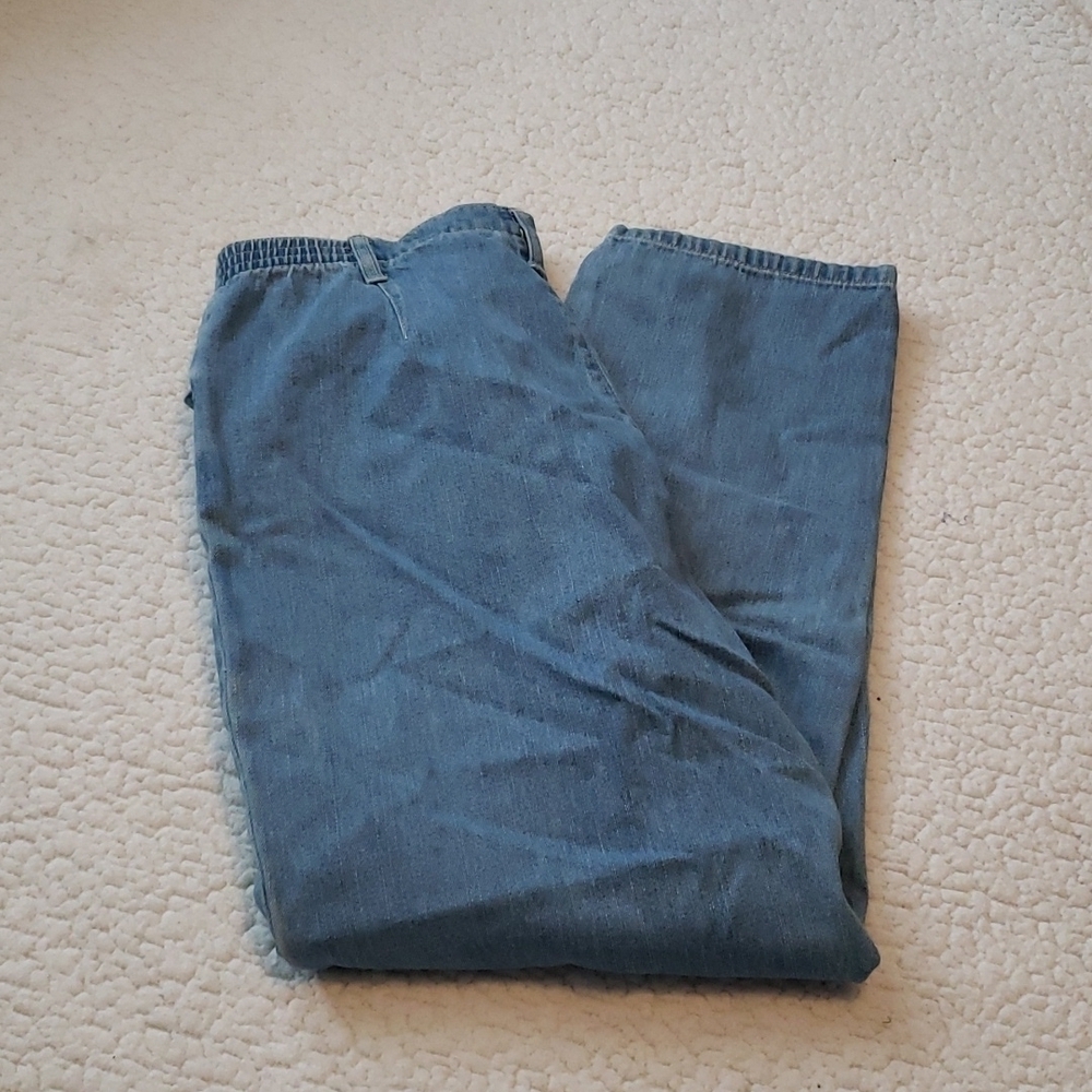 KR Essentials Vintage Pull On Faded Distressed Straight Leg Jeans Retro Baggy